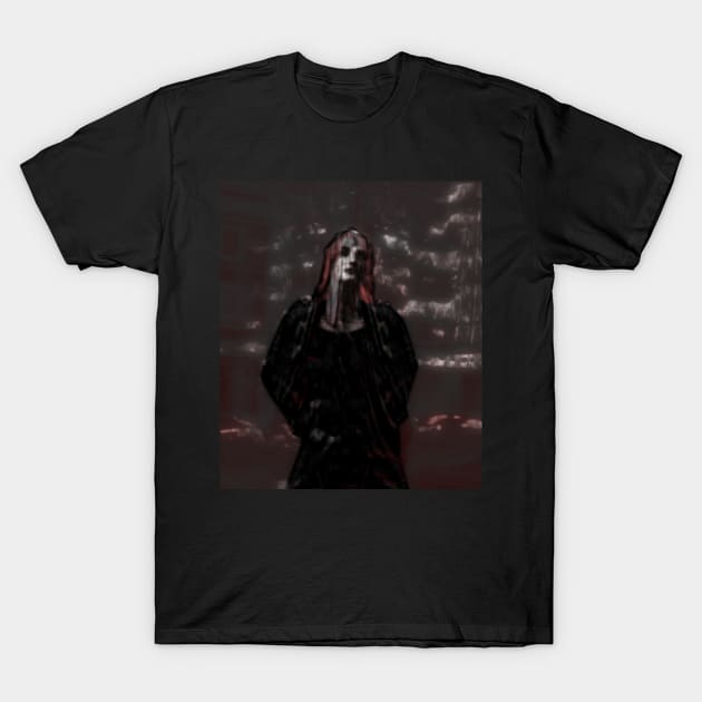 Very cool looking guy. Dark, but so cool. Moon on forehead. Light red and gray. T-Shirt by 234TeeUser234